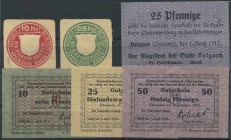 Kleingeldscheine, Album mit über 250 verschiedenen Kleingeldscheinen, dabei etliche frühe Ausgaben ab 1917 wie Belgard 1917, Chorzow 1917, Dippoldiswa...