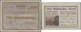 Remscheid mit Stadtteilen Lennep und Vieringhausen, 2 Alben mit 400 Notgeldscheinen, dabei ordentlicher Anteil an Privatausgaben