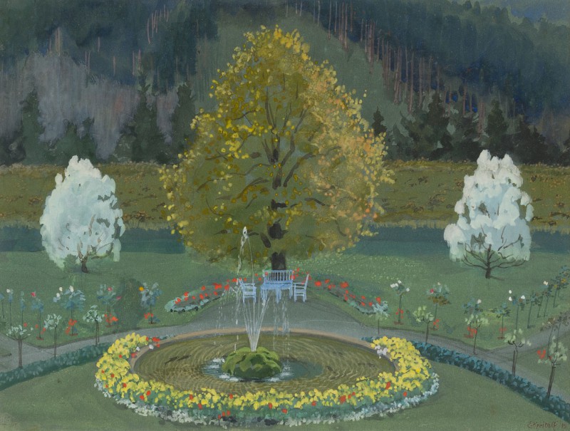 Kreidolf, Ernst (Schweiz 1863-1956) «Garten im Lohn (Kehrsatz)» 1915 

 Kreido...