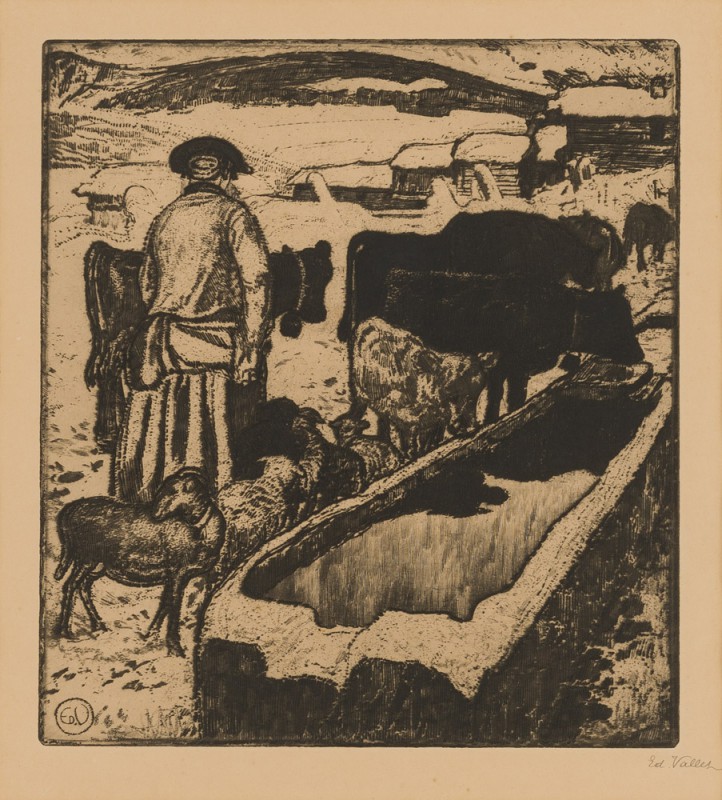 Vallet, Edouard (Schweiz, 1876-1929) «Le troupeau à l'abreuvoir» 1913 

 Valle...
