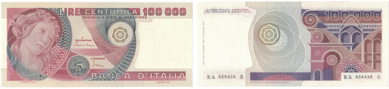 Cartamoneta. Collezione S. C. Repubblica Italiana. 100.000 Lire Botticelli. D.M....