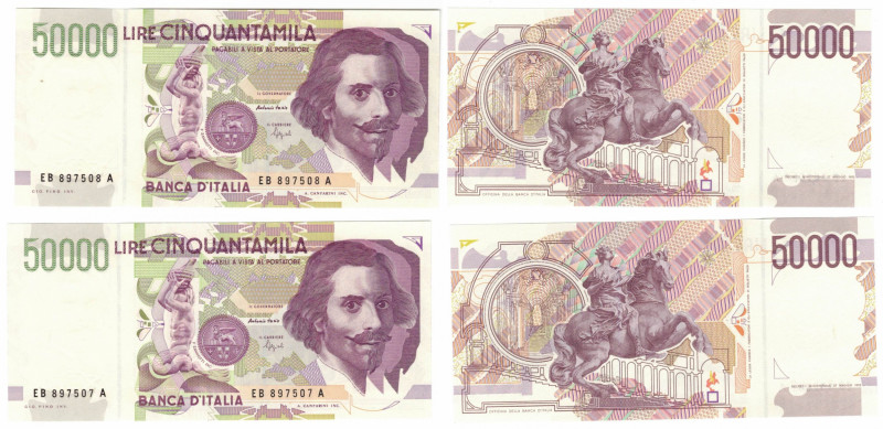 Cartamoneta. Collezione S. C. Repubblica Italiana. 50.000 Lire Bernini. 2° Tipo....