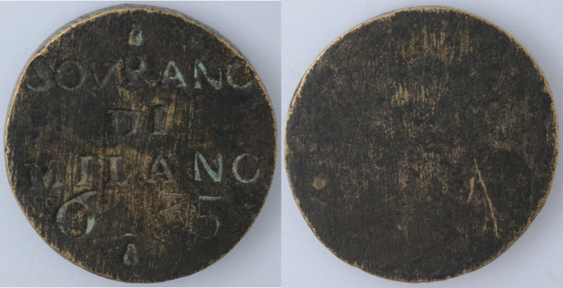 Zecche Italiane. Milano. Peso monetale. Sovrano. Ae. Peso gr. 10,90. Diametro mm...