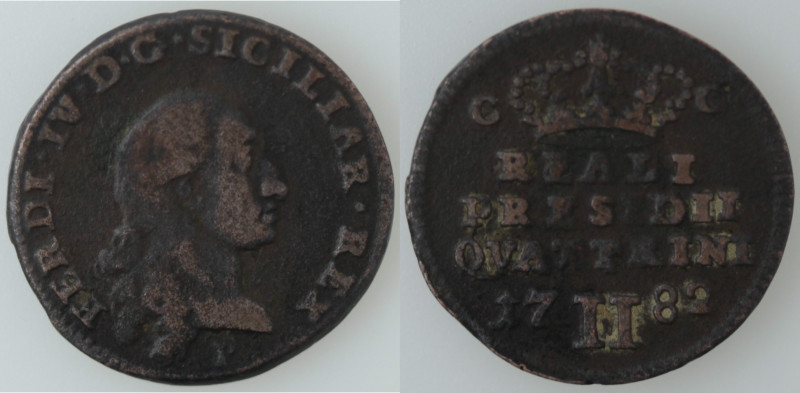 Zecche Italiane. Napoli. Ferdinando IV. Reali Presidi. 1782-1798. 2 Quattrini 17...