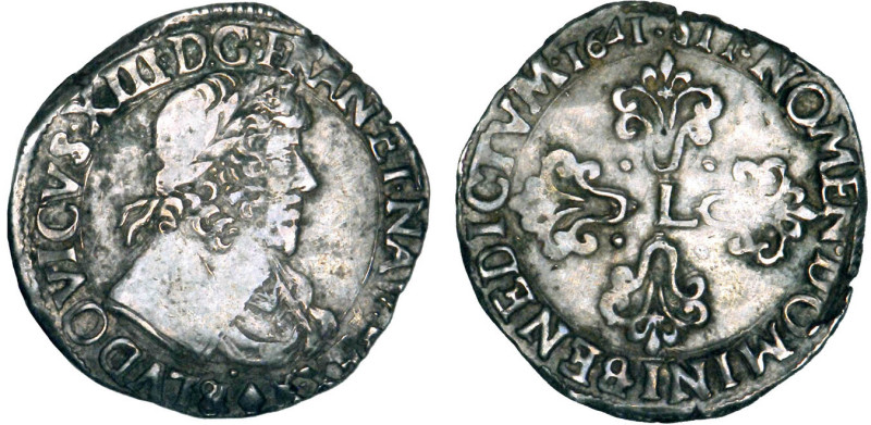 LOUIS XIII le Juste (1610-1643)
1/2 franc, buste lauré au grand col rabattu
16...