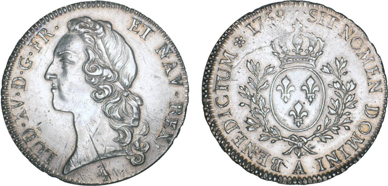 LOUIS XV le Bien aimé (1715-1774)
Écu aux branches d'olivier & au bandeau
1759...