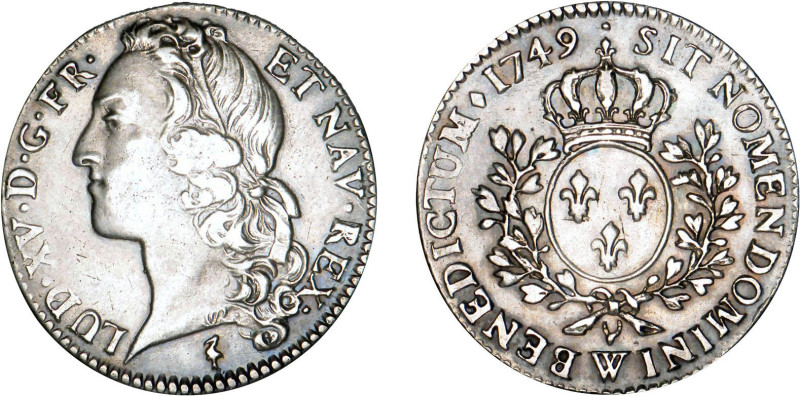 LOUIS XV le Bien aimé (1715-1774)
1/2 écu aux branches d'olivier & au bandeau
...