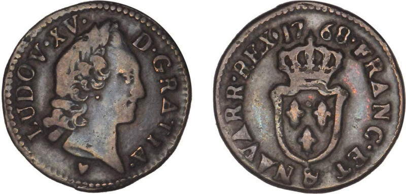 LOUIS XV le Bien aimé (1715-1774)
Liard d'Aix
1768 & - TTB 35 (TTB)
Très Rare...