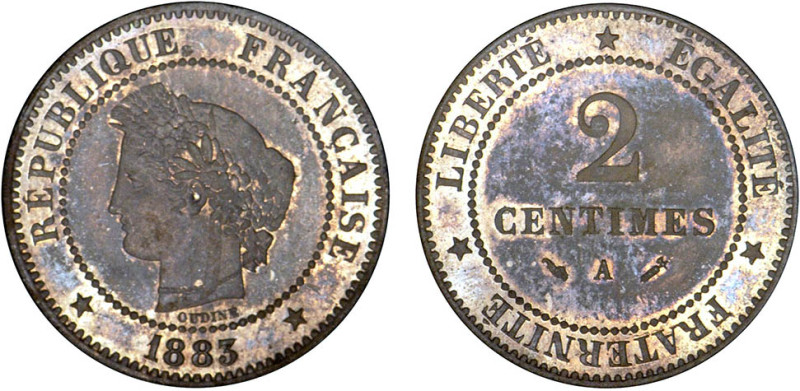 2 CENTIMES
2 CENTIMES type Cérès
1883 A - SPL 62 (SUP++)
Maillechort 3,20g - ...