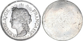 DÉCIME, 10 CENTIMES
10 CENTIMES, concours de Fauque, avers uniface (étain)
ND - SPL 63 (SUP++)
Très Rare !! - infime griffure


G 226v, M 1322a...