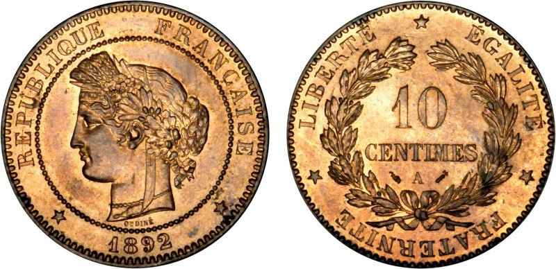 DÉCIME, 10 CENTIMES
10 CENTIMES type Cérès (IIIe République)
1892 A - SPL 63 (...