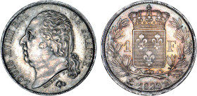 1 FRANC
1 F, Louis XVIII
1823 A - SPL 62 (SUP++)
infime griffure


G 449, F 206, KM# 709
PARIS - ARGENT - 5,04g
 -----------------------------...