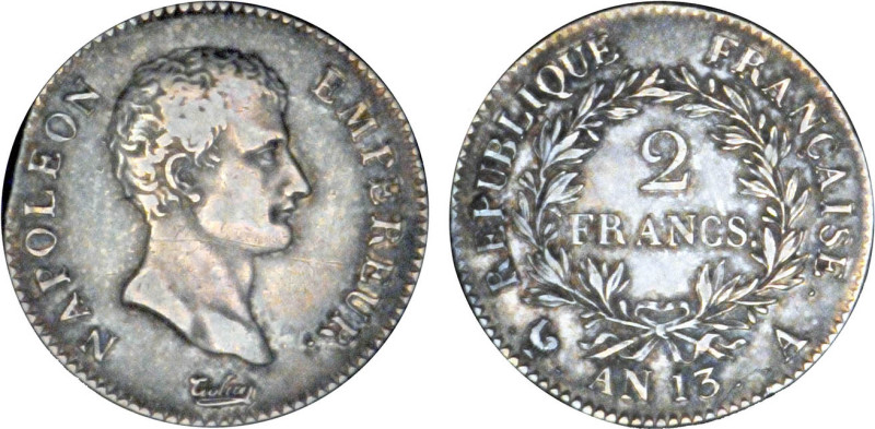 2 FRANCS
2 FRANCS Napoléon empereur (calendrier révolutionnaire)
AN13 A - TTB ...