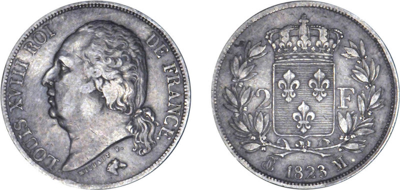 2 FRANCS
2 F, Louis XVIII
1823 M - TTB 35 (TTB)
Rare !


G 513, F 257, KM#...