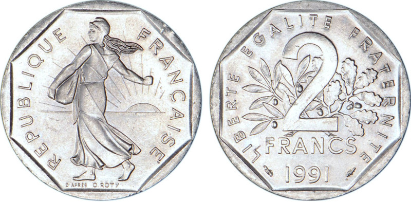 2 FRANCS
2 FRANCS type semeuse (nickel)
1991 - SPL 61 (SUP+)
Très Rare !!
Fr...