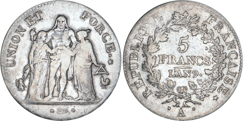 5 FRANCS
5 FRANCS type Union et Force (Consulat), variété "union" serré, grande...