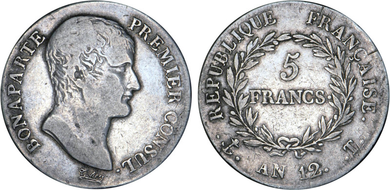 5 FRANCS
5 FRANCS Bonaparte Ier consul
AN12 T - TTB 35 (TTB)
Rare !


G 57...