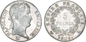 5 FRANCS
5 FRANCS au revers Empire Français
1809 L - TTB 45 (TTB++)
Assez Rare !


G 584, F 307, KM# 694
BAYONNE - ARGENT - 24,91g
 ----------...