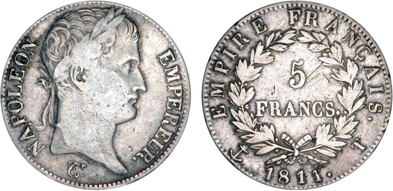 5 FRANCS
5 FRANCS au revers Empire Français
1811 T - TB 25 (TB++)



G 584...