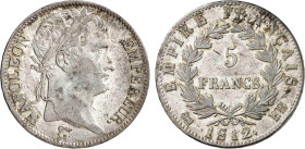 5 FRANCS
5 FRANCS au revers Empire Français
1812 BB - TTB 45 (TTB++)
Rare !


G 584, F 307, KM# 694
STRASBOURG - ARGENT - 24,94g
 ------------...