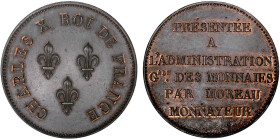 5 FRANCS
5 FRANCS (module de) Charles X, essai de Moreau, bronze - 1824, tranche en creux
ND - SPL 62 (SUP++)
Rare !


VG 2609
 - BRONZE - 20,9...