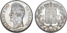 5 FRANCS
5 F, Charles X 2e type
1828 W - SUP 59 (SUP)



G 644, F 311, KM# 728
LILLE - ARGENT - 25,05g
 --------------------------------------...