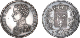 5 FRANCS
5 F, Henri V prétendant
1832 - SPL 61 (SUP+)
Très Rare !! - quelques hairlines


G 651, KM# PT 35-35b
BRUXELLES - ARGENT - 24,95g
 --...