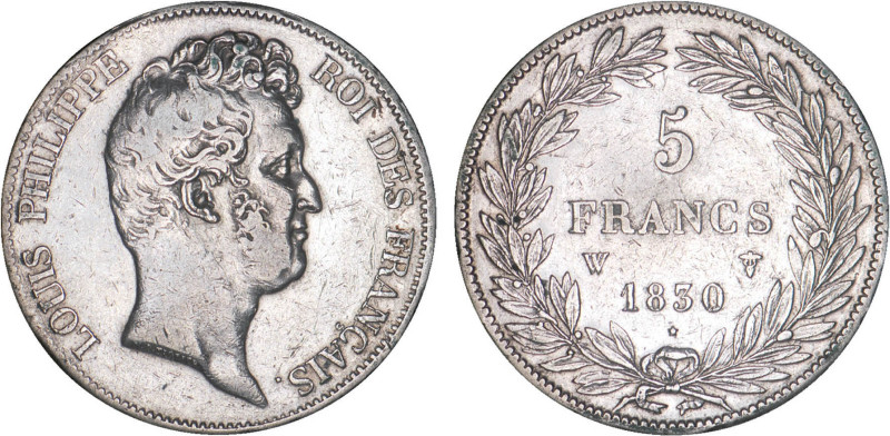 5 FRANCS
5 FRANCS Louis-Philippe, tête nue, variété sans le I, tranche en creux...