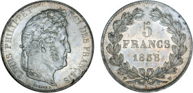 5 FRANCS
5 FRANCS Louis-Philippe I, tête laurée
1838 W - SUP 58 (SUP)



G 678, F 324, KM# 749
LILLE - ARGENT - 
 ----------------------------...