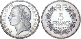 5 FRANCS
5 FRANCS type Lavrillier (nickel)
1933 - SPL 61 (SUP+)
ESSAI - Assez Rare !


G 760, F 336, KM# 888
 - NICKEL - 11,98g
 -------------...