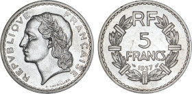 5 FRANCS
5 FRANCS type Lavrillier (nickel)
1937 - SUP 50 (SUP-)
Rare ! - infimes griffures


G 760, F 336, KM# 888
 - NICKEL - 
 -------------...