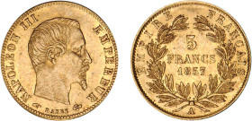 5 FRANCS OR
5 FRANCS or, Napoléon III tête nue, grand module
1857 A - SUP 55 (SUP)



G 1001, F 501, KM# 787
PARIS - OR - 
 ------------------...