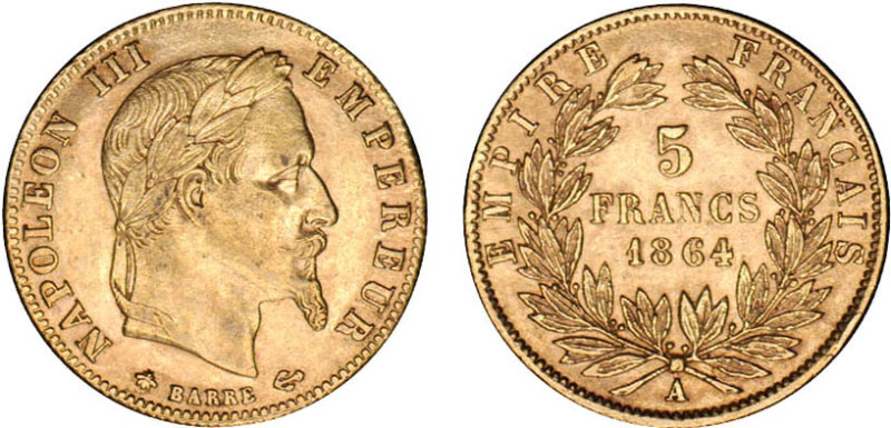 5 FRANCS OR
5 FRANCS or, Napoléon III tête laurée
1864 A - SUP 50 (SUP-)


...