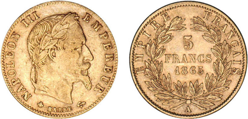 5 FRANCS OR
5 FRANCS or, Napoléon III tête laurée
1865 A - TTB 45 (TTB++)
inf...