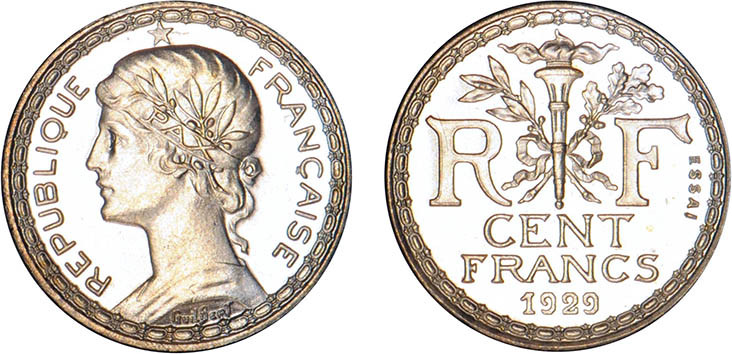 100 FRANCS OR
CENT FRANCS or, concours de Guilbert "modèle réduit"
1929 - FDC ...