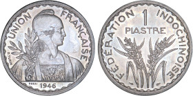 INDOCHINE
1 PIASTRE, cupro-nickel - rameau à 2 branches, tranche rainurée & striée
1946 - FDC 64 (FDC)
ESSAI - Rare !


GC 37, LE 315-317, KM# 3...