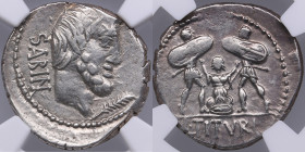 Roman Republic AR Denarius - L. Titurius L.f. Sabinus (c. 86 BC) - NGC VF
Brushed. Gorgeous lustrous specimen. obv. Bearded head right of the Sabine k...