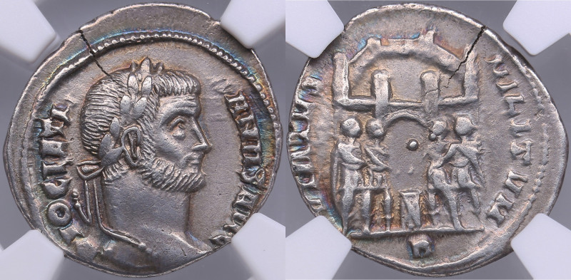 Roman Empire AR Argenteus - Diocletian (AD 284-305) - NGC Ch XF
Strike 4/5, Surf...