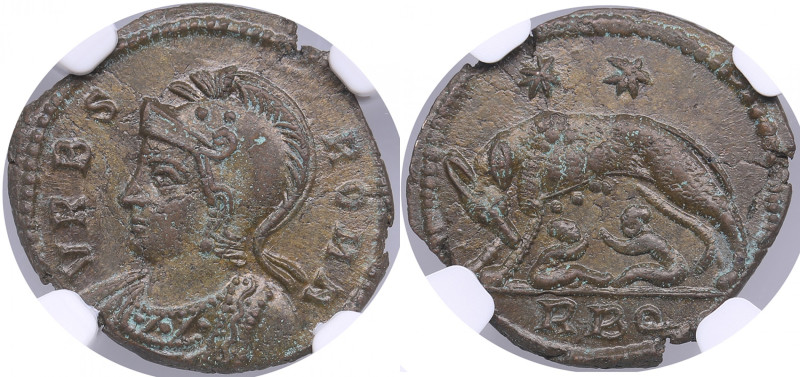 Roman Empire, Rome Æ3/4 (Bi Nummus) - Constantinian (c. AD 330-340) - NGC MS
Str...