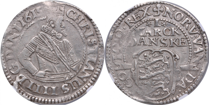 Denmark 1 Mark 1615 (Clover) - Christian IV (1588-1648) - NGC AU DETAILS
Cleaned...