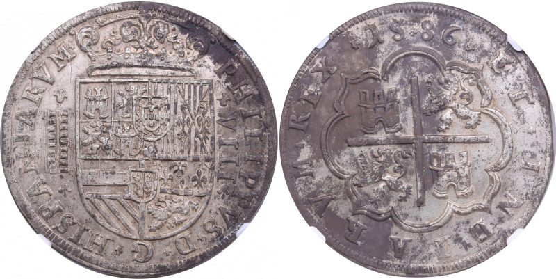 Spain, Segovia 8 Reales 1586 - NGC UNC DETAILS
Environmental damage. An attracti...