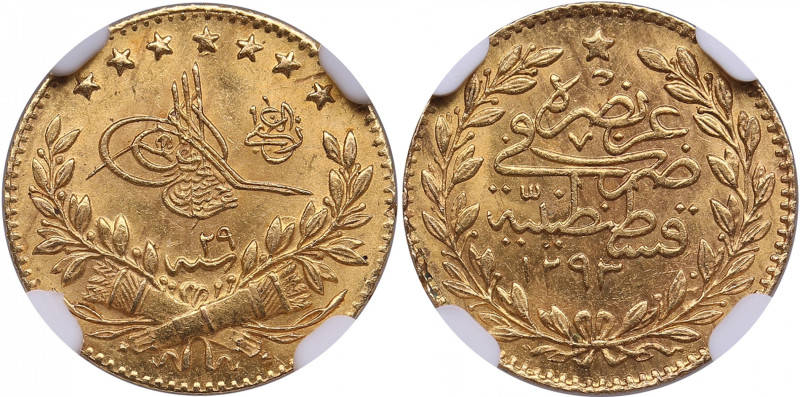 Turkey 25 Kurush (Piaster) AH 1293//29 / 1903 AD - Abdul Hamid II (1876-1909)- N...