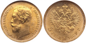 Russia 5 Roubles 1902 АР - NGC MS 66
Splendid luminous specimen. Rare state of preservation. Bitkin 29.