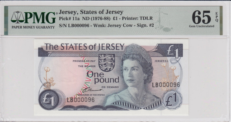 Jersey 1 Pound ND (1976-1988) - PMG 65 EPQ Gem Uncirculated
Pick 11a. 