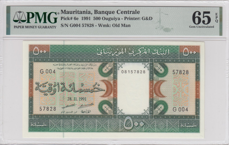 Mauritania 500 Ouguiya 1991 - PMG 65 EPQ Gem Uncirculated
Only one specimen has ...