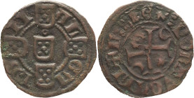 Portugal
 D. Fernando I (1367-1383)
Dinheiro 
A: F : REX : PORTVGALI
R: AL GA RB II 
AG: 01.01 0.88g. Very Fine