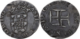 Portugal
 D. Sebastião (1557-1578)
Tostão (100 Reais) Ag Closed Crown
A: SEBASTIANVS : I : REX : PORTVG : ET . AL
R: IN : HOC : SIGNO : VINCES 
AG: 53...