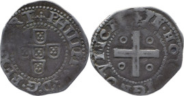 Portugal
Filipe II (1598-1621)
1/2 Tostão (50 Reais, AR
A: PHILIPPUS.D:G.REX.PORT
R: IN.HOC.SIGNO.VINCES
AG: 04.01. 3,89g Very Fine