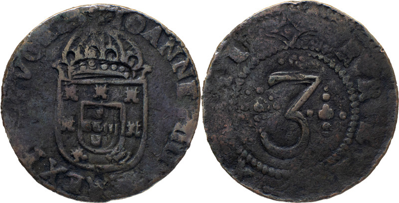 Portugal
 D. João IV (1640-1656) 
3 Reis AE
A: IOANNES IIII( ) REX P ( )
R: 3 RE...