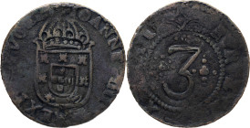 Portugal
 D. João IV (1640-1656) 
3 Reis AE
A: IOANNES IIII( ) REX P ( )
R: 3 REX X( )II
AG: 02.02 12.62g. Good Fine